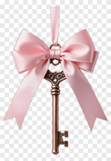 Key With Pink Ribbon Bow PNG