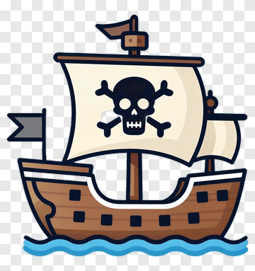 Cartoon Pirate Ship With Skull And Crossbones PNG