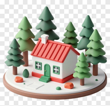 Colorful House Surrounded By Trees PNG