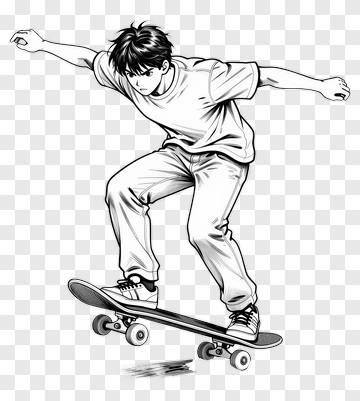 Skateboarder Performing A Trick PNG