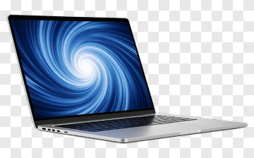 Laptop With Swirling Blue Background PNG