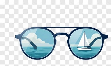 Sunglasses With A Sailboat And Ocean Reflection PNG