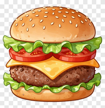 Cartoon Hamburger With Lettuce And Tomato PNG