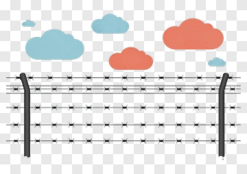 Barbed Wire Fence With Clouds PNG