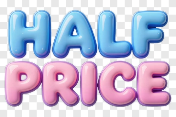 Half Price Promotional Text PNG