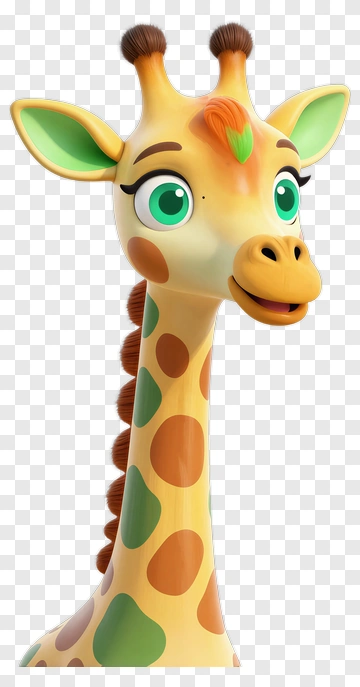 Cartoon Giraffe With Green Eyes PNG