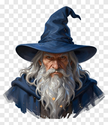 Wizard With Blue Hat And Long Beard PNG