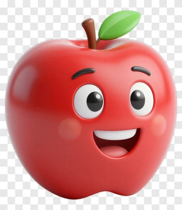 Cartoon Red Apple With A Smile PNG