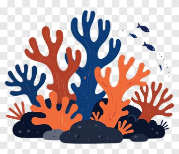 Colorful Coral Reef Illustration PNG