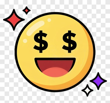 Cartoon Happy Face With Dollar Signs PNG
