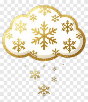 Gold Cloud With Snowflakes PNG