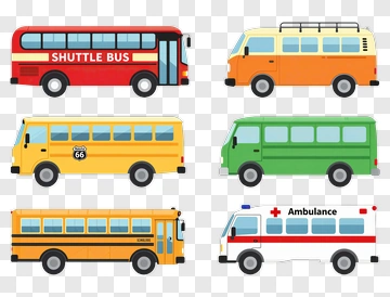 Colorful Bus Collection PNG