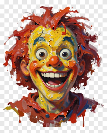 Cartoon Clown With Colorful Hair And Happy Expression PNG