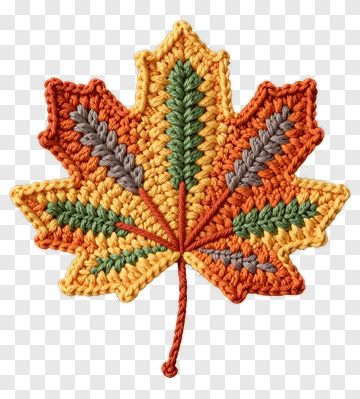 Colorful Crochet Maple Leaf PNG