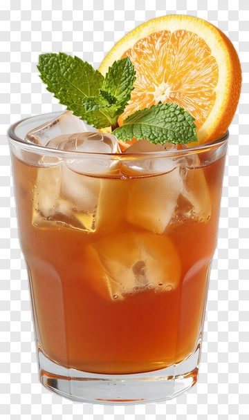 Iced Tea With Orange Slice And Mint PNG