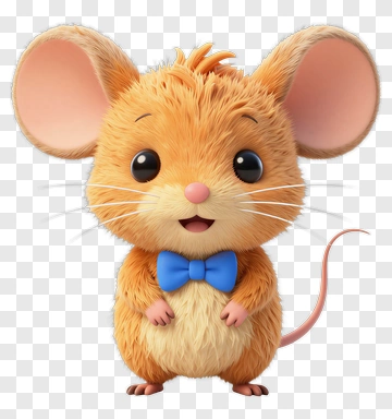 Cartoon Mouse With Blue Bow Tie PNG