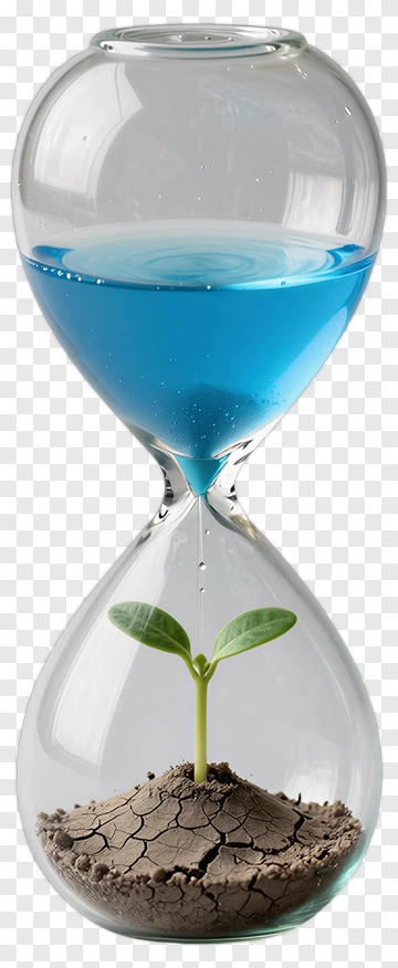 Hourglass With Water And Growing Plant PNG