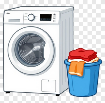 Washing Machine With Laundry Basket PNG