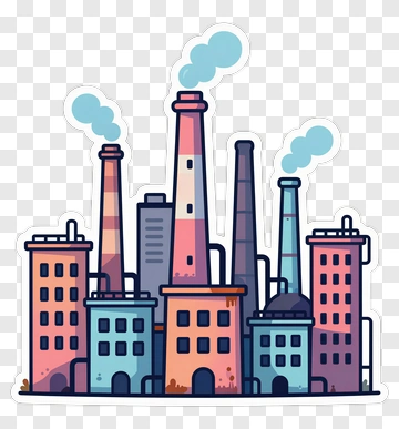 Colorful Industrial Factory Complex PNG