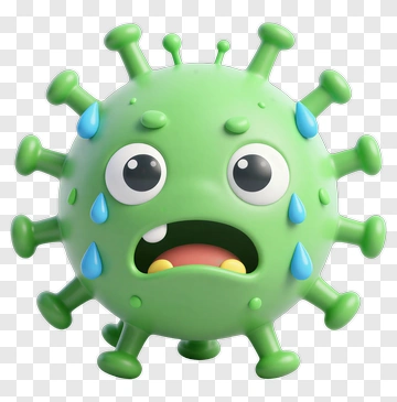 Cartoon Virus Character With Tears PNG