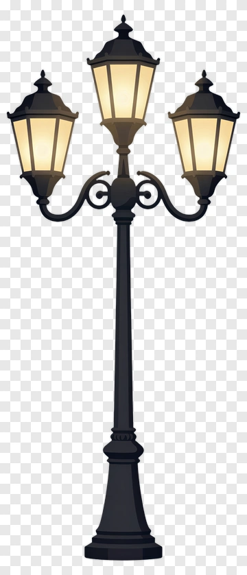 Street Lamp With Three Lights PNG