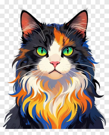 Colorful Cat Portrait PNG
