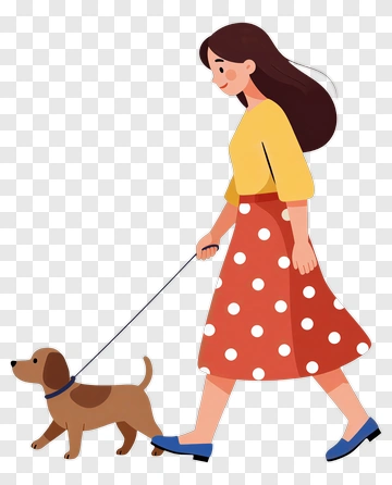 Woman Walking A Dog PNG