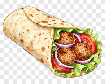 Delicious Wrap With Meatballs And Fresh Vegetables PNG