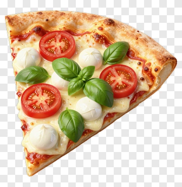 Pizza Slice With Tomatoes And Basil PNG