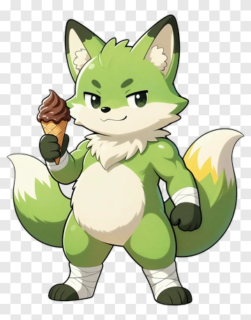 Cartoon Fox Holding An Ice Cream Cone PNG