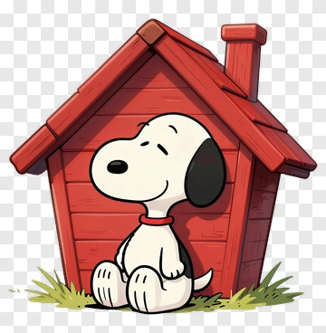 Cartoon Dog Sitting By A Doghouse PNG