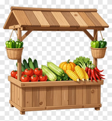 Vegetable Stand With Fresh Produce PNG