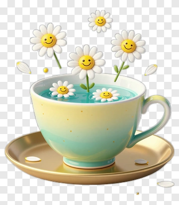Smiling Flowers In A Teacup PNG