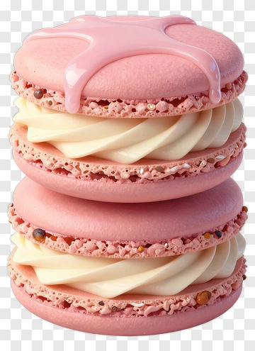 Pink Macarons With Cream Filling PNG