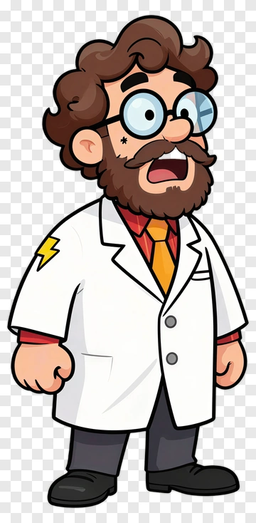 Cartoon Scientist With Glasses PNG