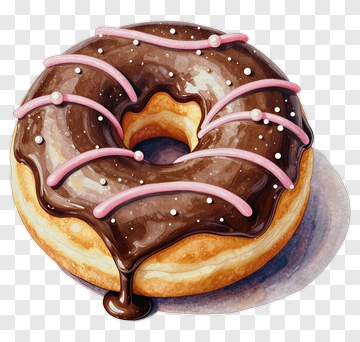 Chocolate Donut With Pink Icing And Sprinkles PNG