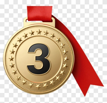 Gold Medal With Number 3 PNG
