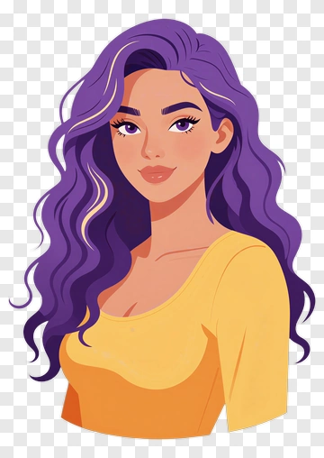 Woman With Long Purple Hair PNG
