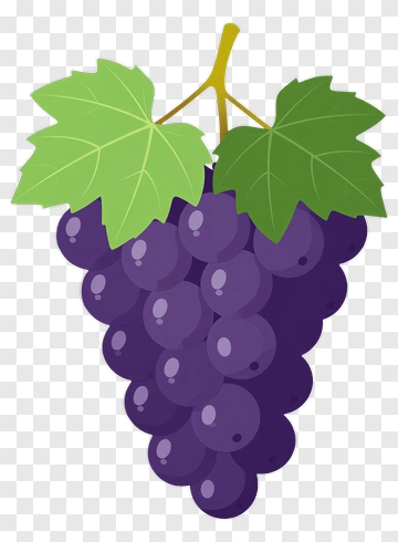 Purple Grapes With Green Leaves PNG