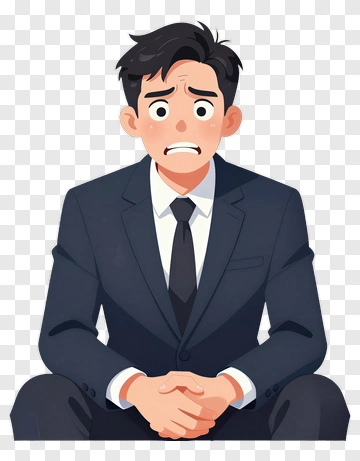 Worried Businessman Sitting In A Suit PNG