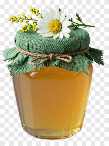 Jar Of Honey With Flower Decoration PNG