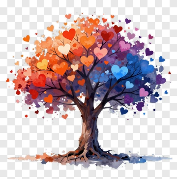 Colorful Heart Tree PNG