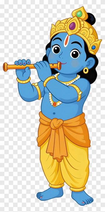 Cartoon Krishna Playing Flute PNG