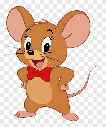 Cartoon Mouse With Red Bow Tie PNG