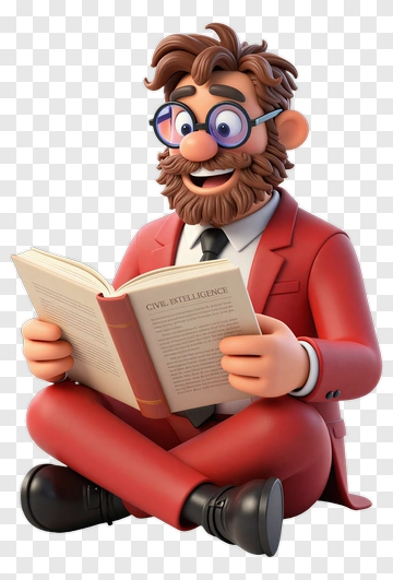 3D Teacher Reading A Book PNG