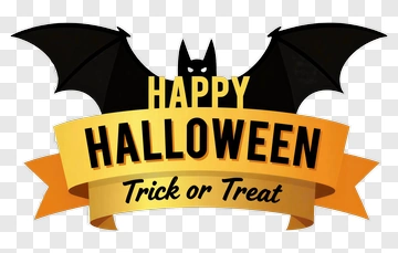 Happy Halloween Banner With Bat And Trick Or Treat Text PNG
