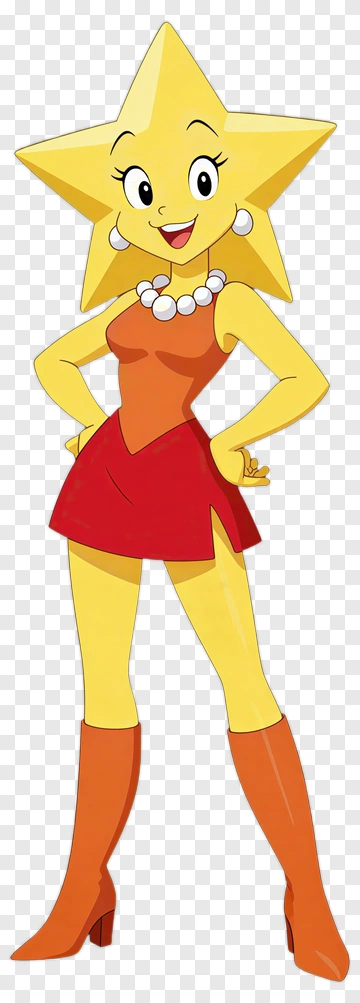 Cartoon Star Character In A Red Dress PNG