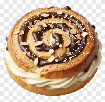 Chocolate Swirl Pastry With Almonds PNG