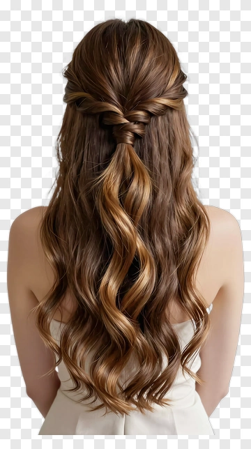 Stylish Long Brown Hair With Waves PNG