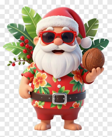 Cartoon Santa Claus Holding A Coconut PNG